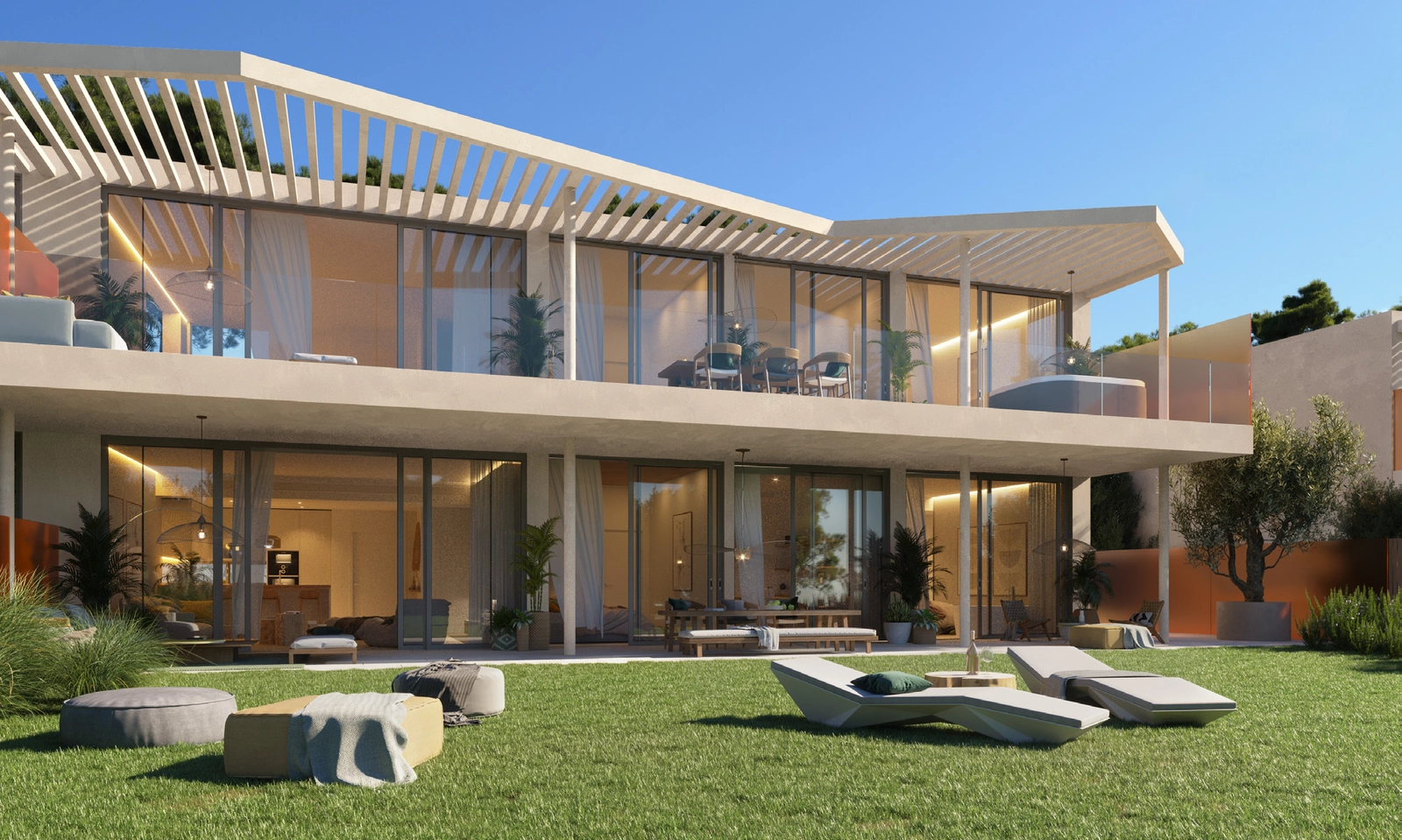 De architectuur sluit naadloos aan bij het natuurlijke landschap en creëert een gevoel van harmonie en rust.