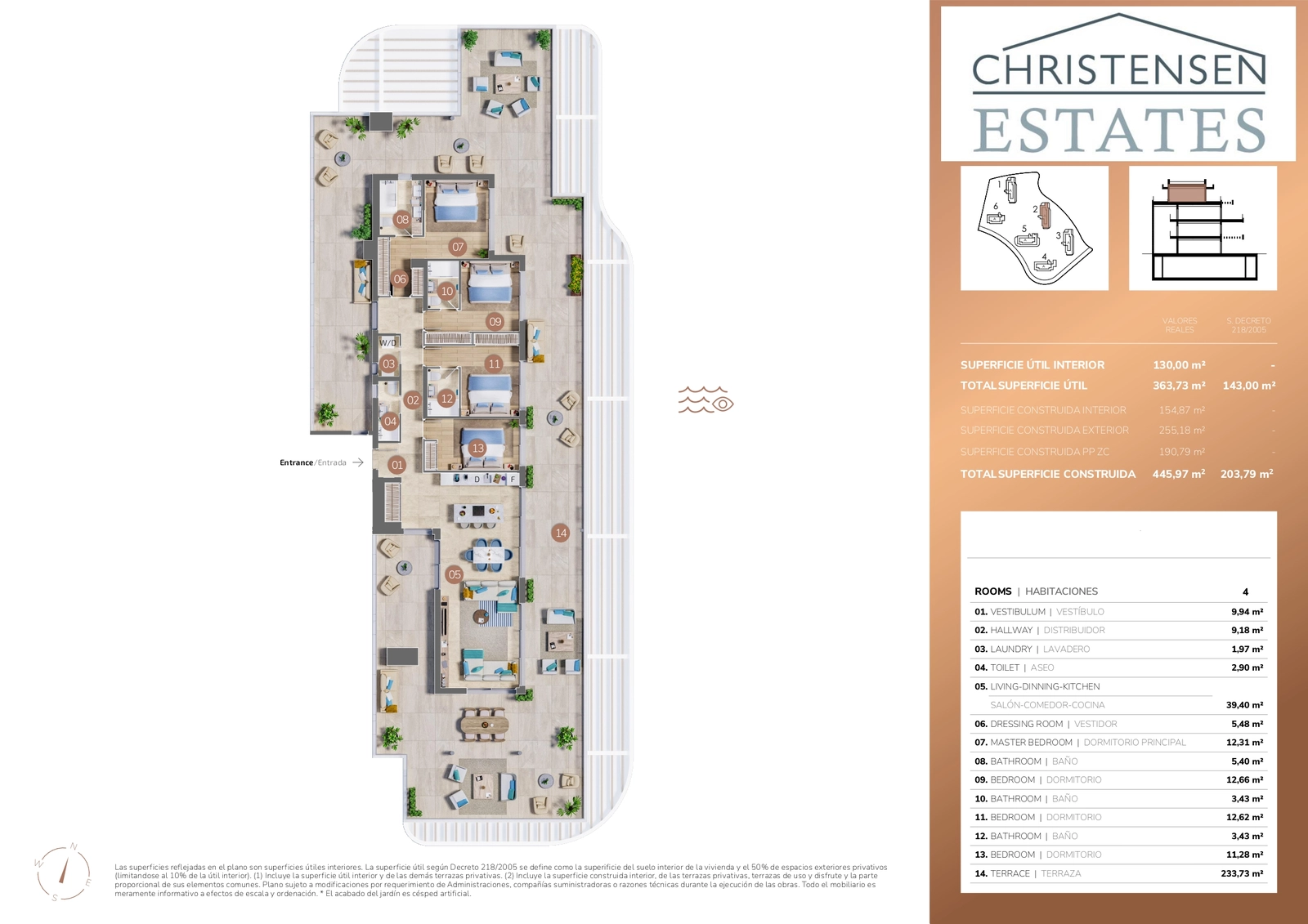 Het toppunt van design: deze residentie met vier slaapkamers biedt uitgestrekte leefruimtes en een buitengewoon terras, ontworpen voor de ultieme luxe levensstijl.