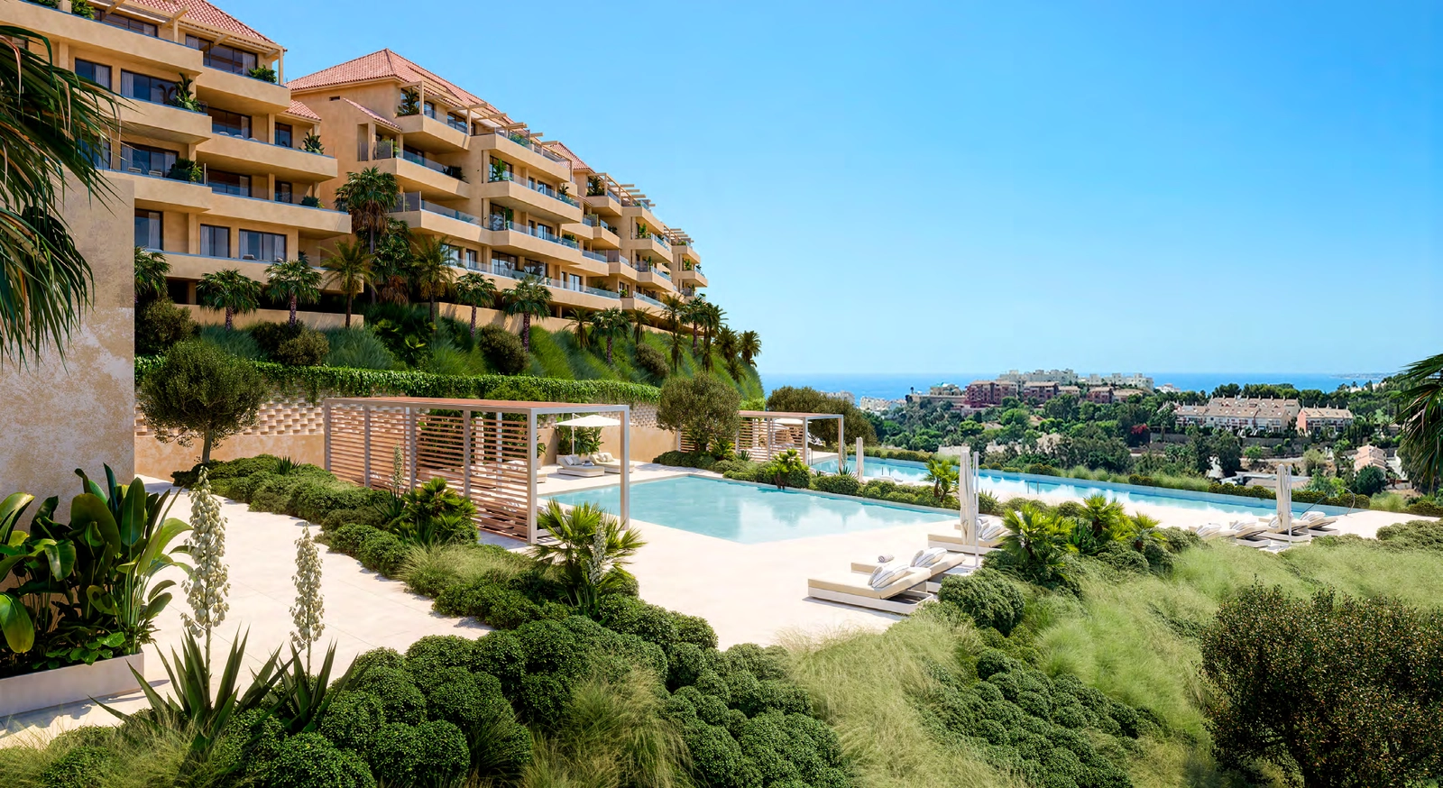 Het overloopzwembad, waar u kunt zwemmen of ontspannen terwijl u uitkijkt over het prachtige kustlandschap van Benalmádena.