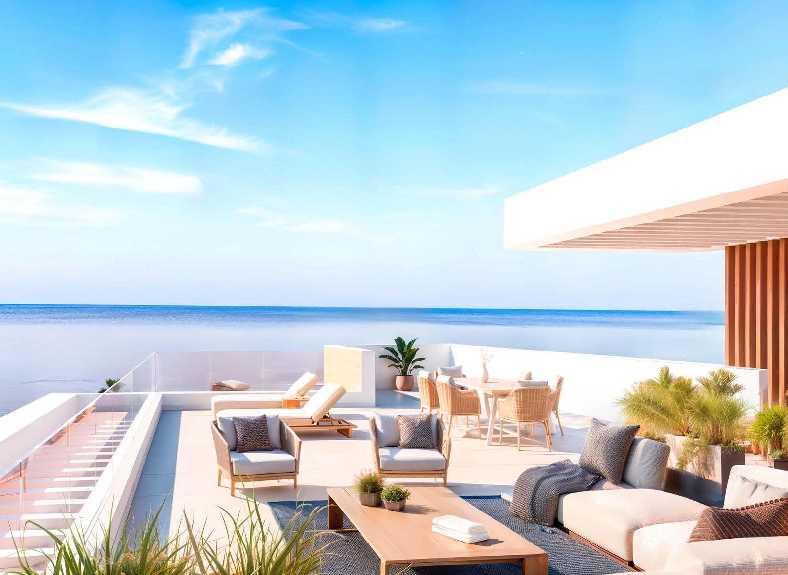 Royale buitenruimtes zijn ontworpen om te genieten van het uitzonderlijke klimaat van de Costa del Sol.