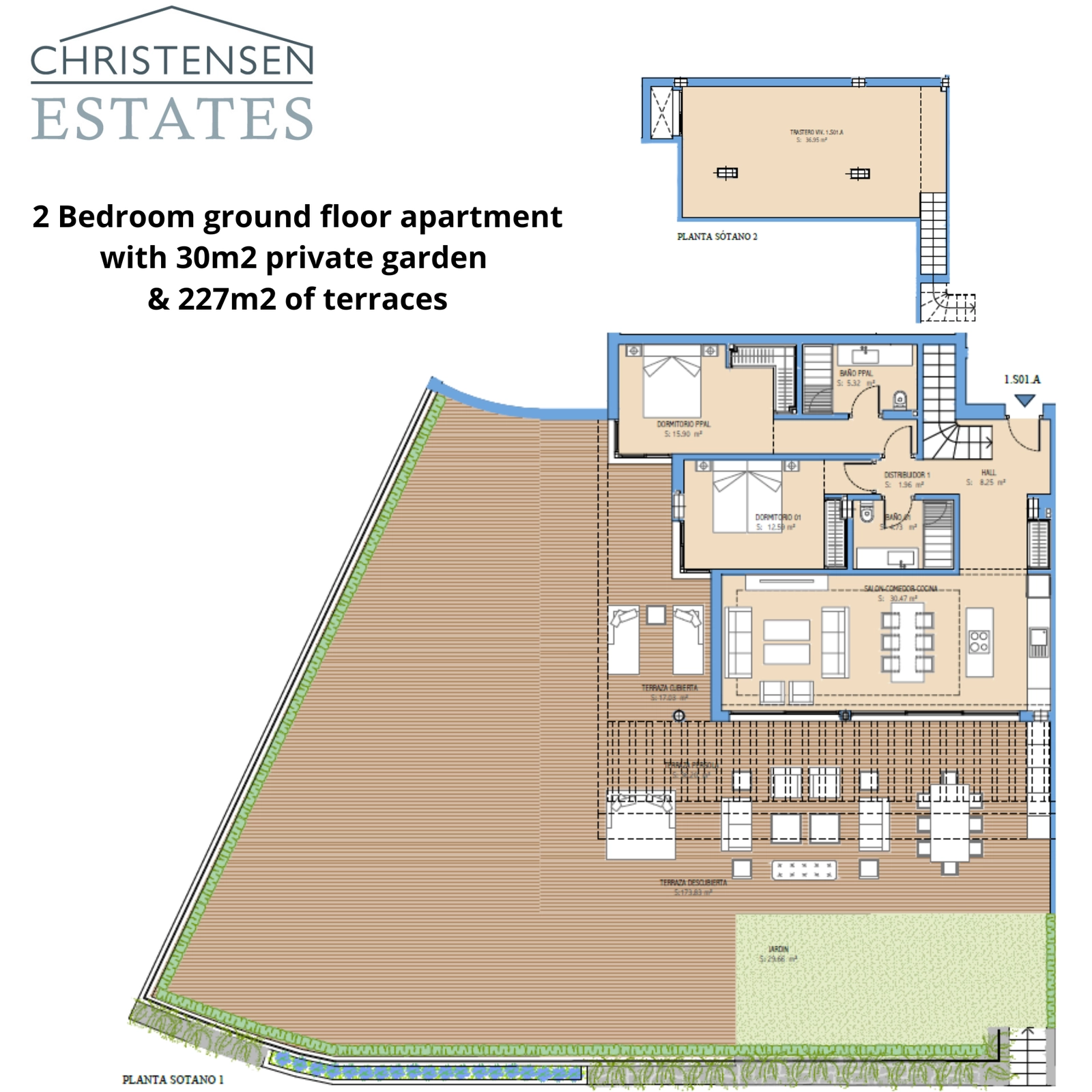 Dit ruime appartement op de begane grond met twee slaapkamers beschikt over een uitzonderlijk groot terras en privétuin, waardoor uw leefruimte naar buiten wordt uitgebreid.