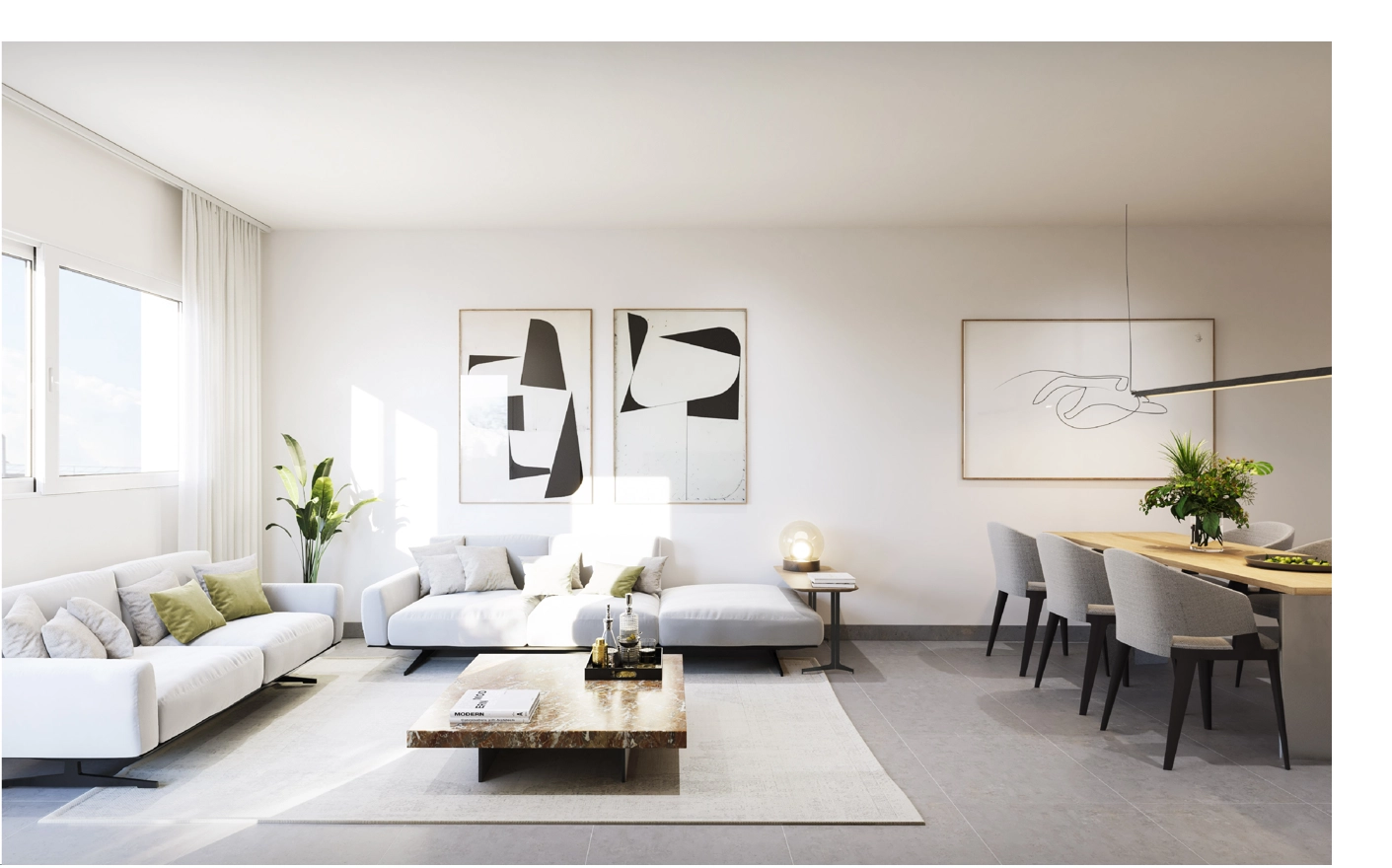 Lichte en open woonruimtes zijn ontworpen voor comfort en een moderne levensstijl.