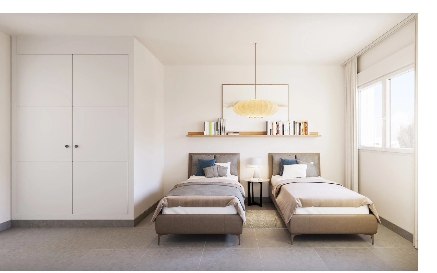 Comfortabele en lichte slaapkamers bieden een rustige ruimte voor familie of gasten.