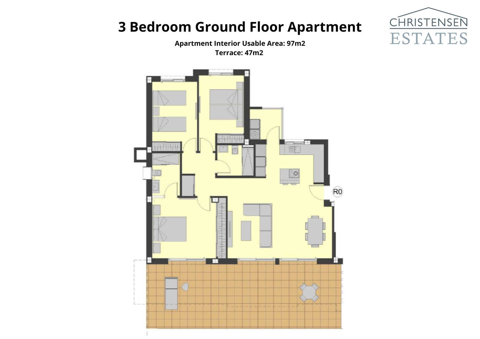 Een ruime indeling met drie slaapkamers op de begane grond, met royale interieurs die aansluiten op een groot terras voor een fantastische binnen-buiten levensstijl.