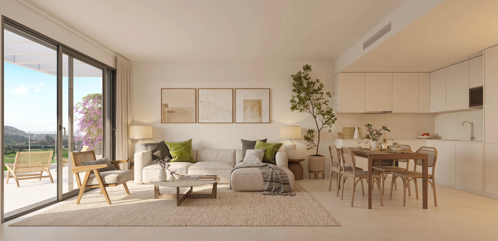 Een moderne en uitnodigende woonruimte, ontworpen voor comfort en gevuld met natuurlijk licht.