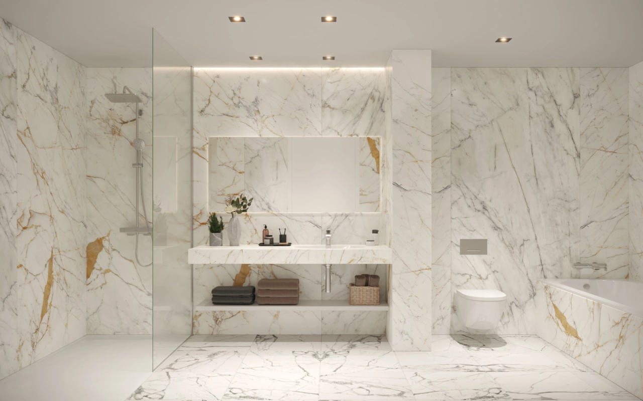 Luxe badkamers met hoogwaardige materialen en een eigentijds design.