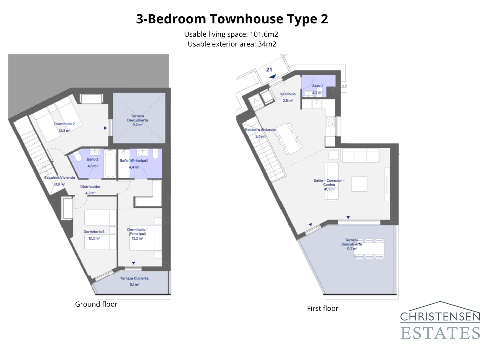 Deze indeling van een rijtjeswoning met drie slaapkamers biedt een uitzonderlijk ruime woon-, eet- en keukenruimte die aansluit op een groot buitenterras.