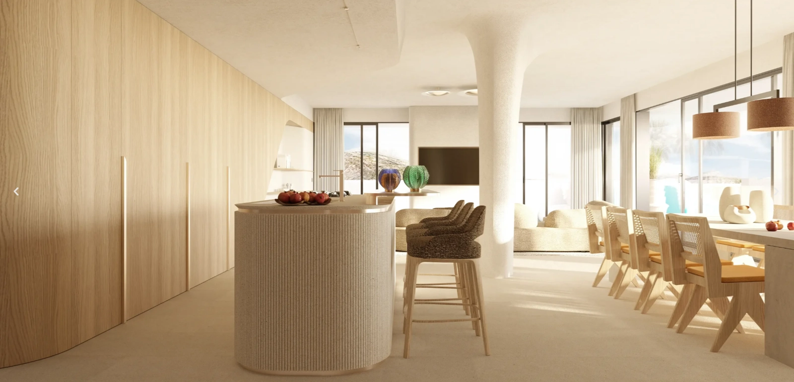 Moderne architectuur definieert Carat en gaat naadloos op in het natuurlijke landschap van de Costa del Sol.