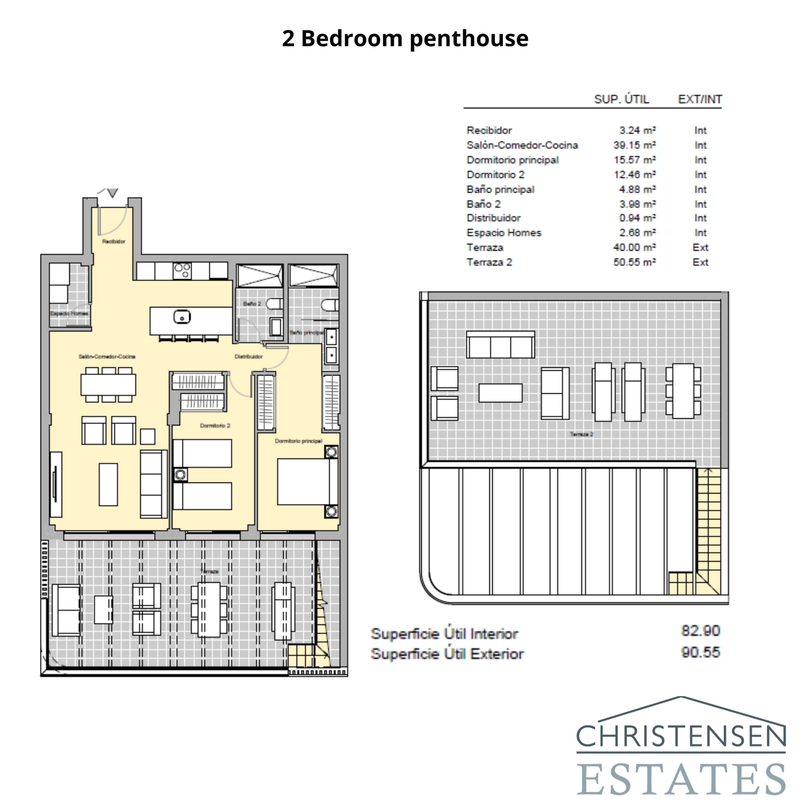 Dit penthouse-plan met twee slaapkamers beschikt over een uitgestrekt daksolarium, perfect om van de zon en het uitzicht op de Costa del Sol te genieten.