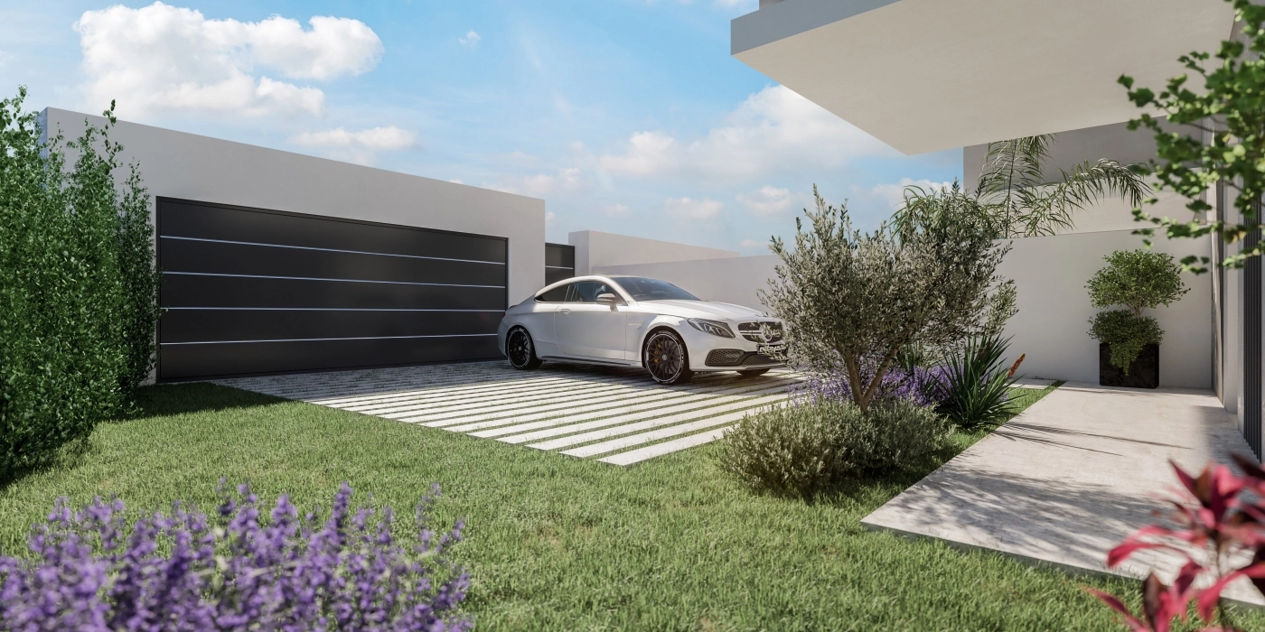 Geniet van het gemak en de veiligheid van privé parkeren, geïntegreerd in het ontwerp van uw nieuwe woning.