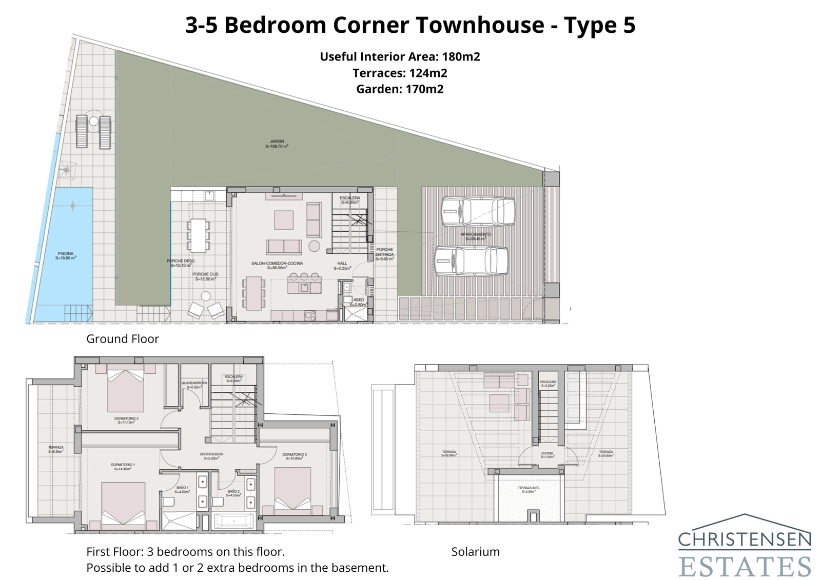 De plattegrond van de hoekrijtjeswoning Type 5, met een grotere tuin en een geoptimaliseerde indeling voor privacy en licht.