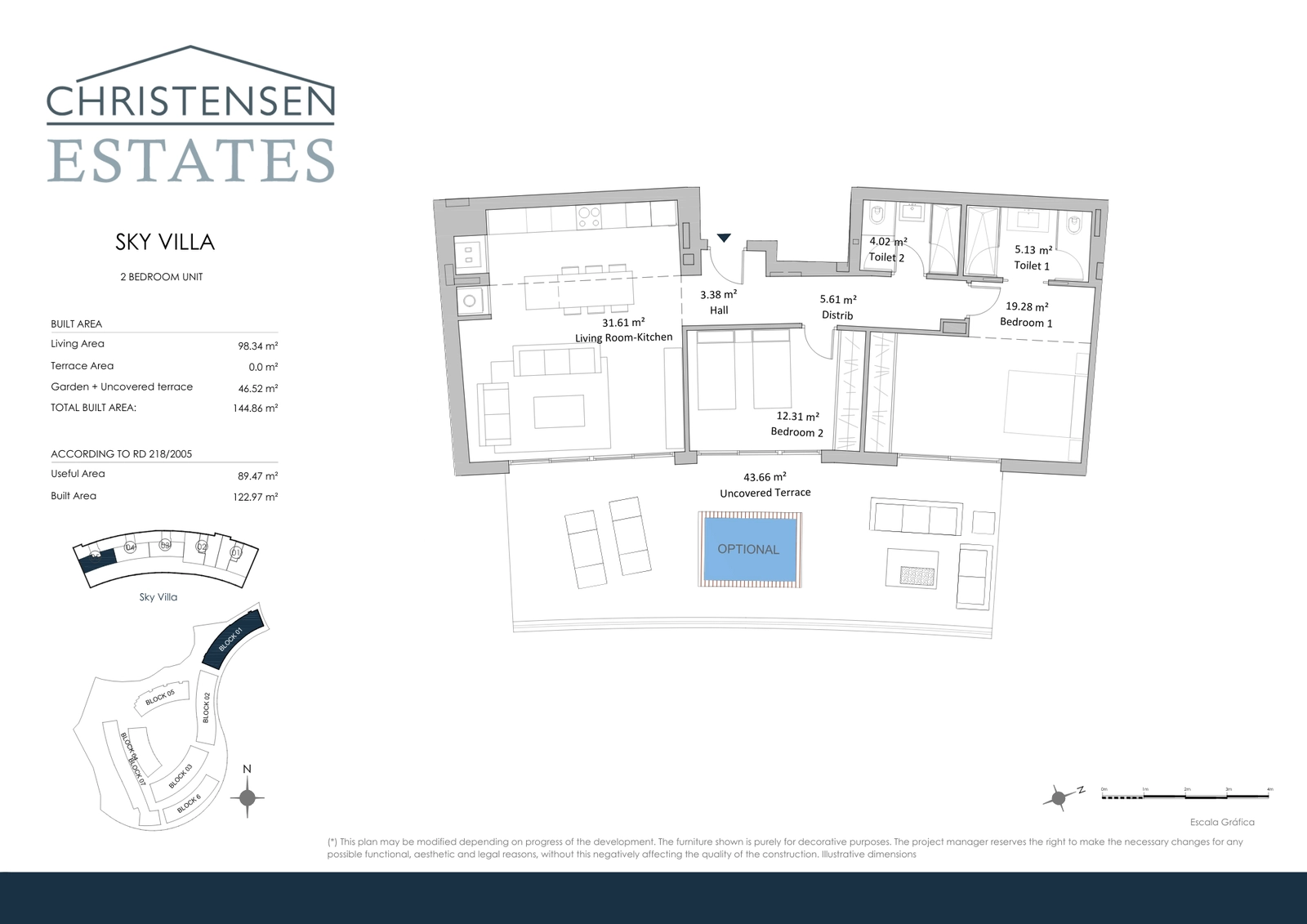 Sky Villa Penthouse met twee slaapkamers – Elegante indeling met een indrukwekkend open terras dat panoramisch uitzicht op zee biedt over Benalmádena en Fuengirola.