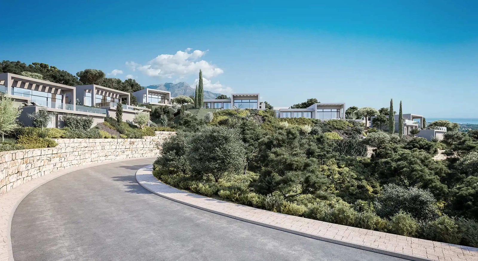 Veilige en prachtig onderhouden interne wegen verbinden de gemeenschap.