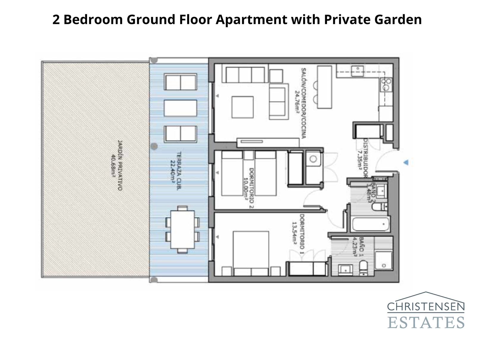 Deze indeling met twee slaapkamers beschikt over een royale privétuin, die de leefruimte naar buiten uitbreidt voor een echte Costa del Sol levensstijl.