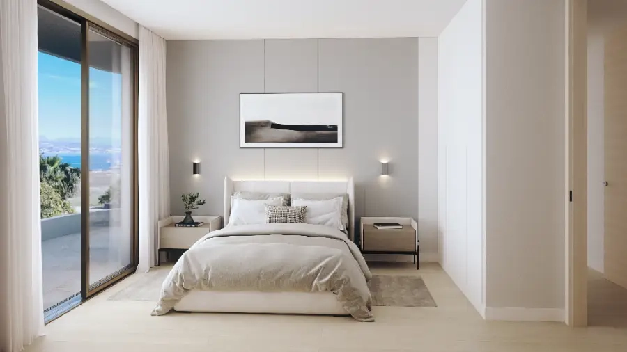 Een tweede goed ingerichte slaapkamer, die comfort, stijl en een prachtig uitzicht biedt.