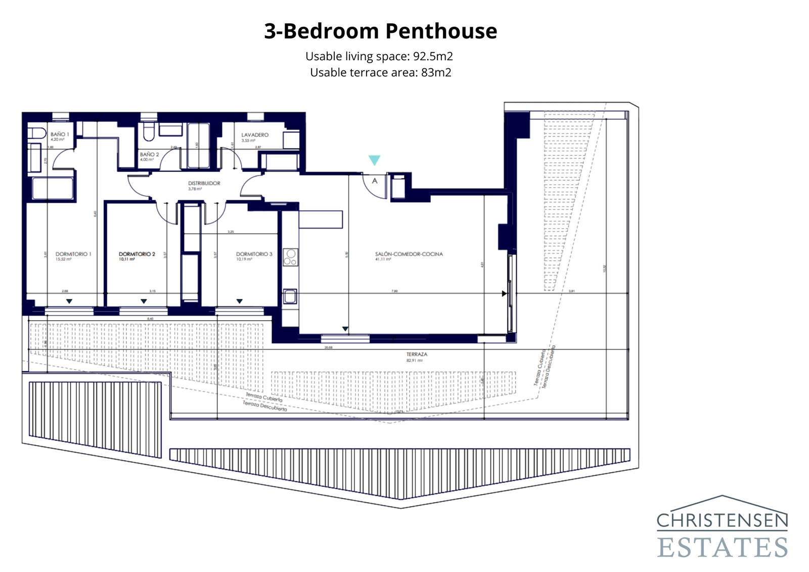 Het penthouse met drie slaapkamers biedt een uitstekende indeling met ruime interieurs en een immens terras, perfect voor een luxe levensstijl aan de Costa del Sol.