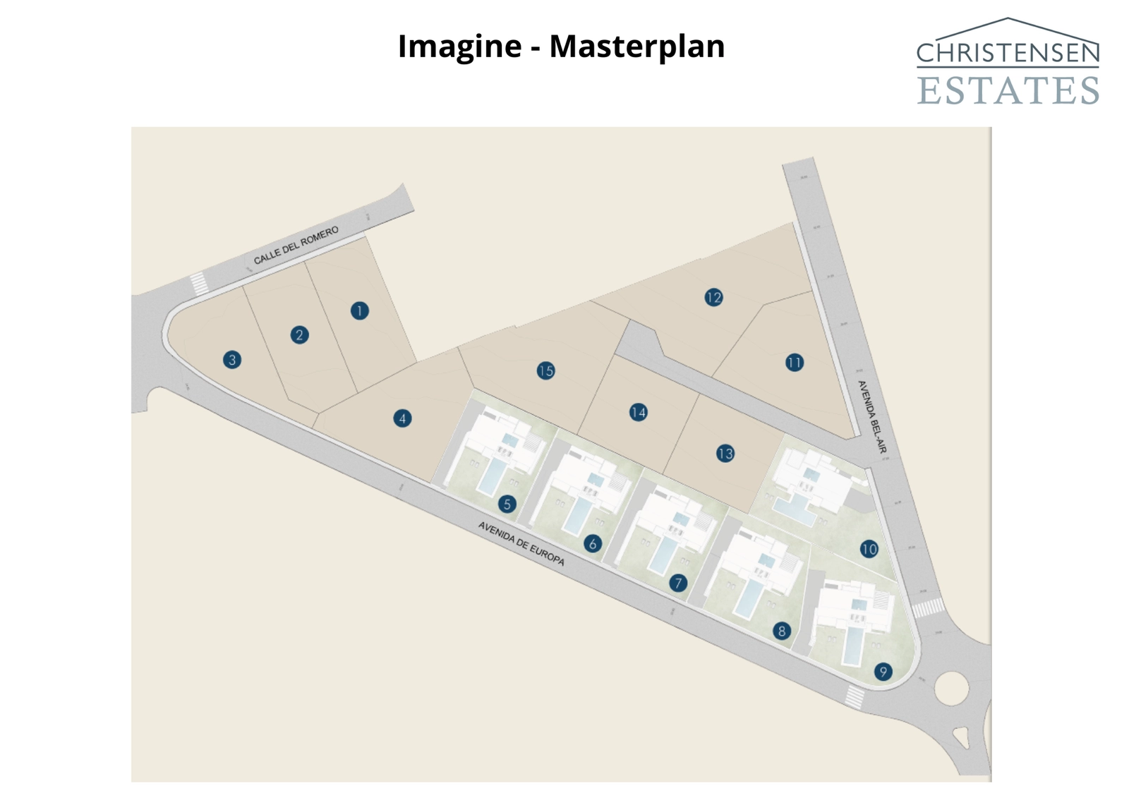Het masterplan illustreert de exclusieve en privélocatie van de 15 villa's, wat zorgt voor een rustige en veilige woongemeenschap.