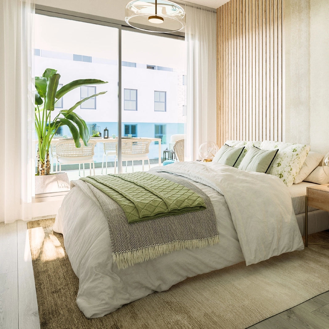 Comfortabele en elegante slaapkamers die een rustig toevluchtsoord bieden, met directe toegang tot privéterrassen.