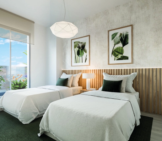 Gastenslaapkamers zijn ontworpen met stijl en comfort in gedachten, en bieden een gastvrije ruimte voor familie en vrienden.