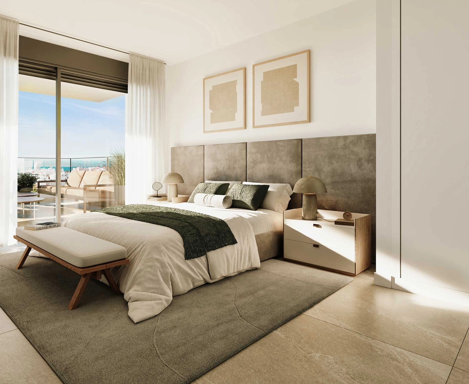 Word wakker met een ongelooflijk uitzicht vanuit de hoofdslaapkamer, die directe toegang biedt tot het terras.