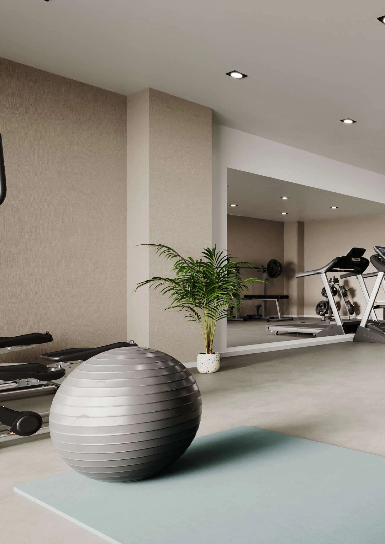 Blijf actief in de volledig uitgeruste, moderne fitnessruimte, ontworpen voor exclusief gebruik door bewoners.