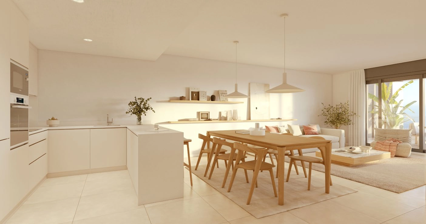 Het hart van de woning is de lichte, open woonruimte, perfect om te ontspannen of gasten te ontvangen.