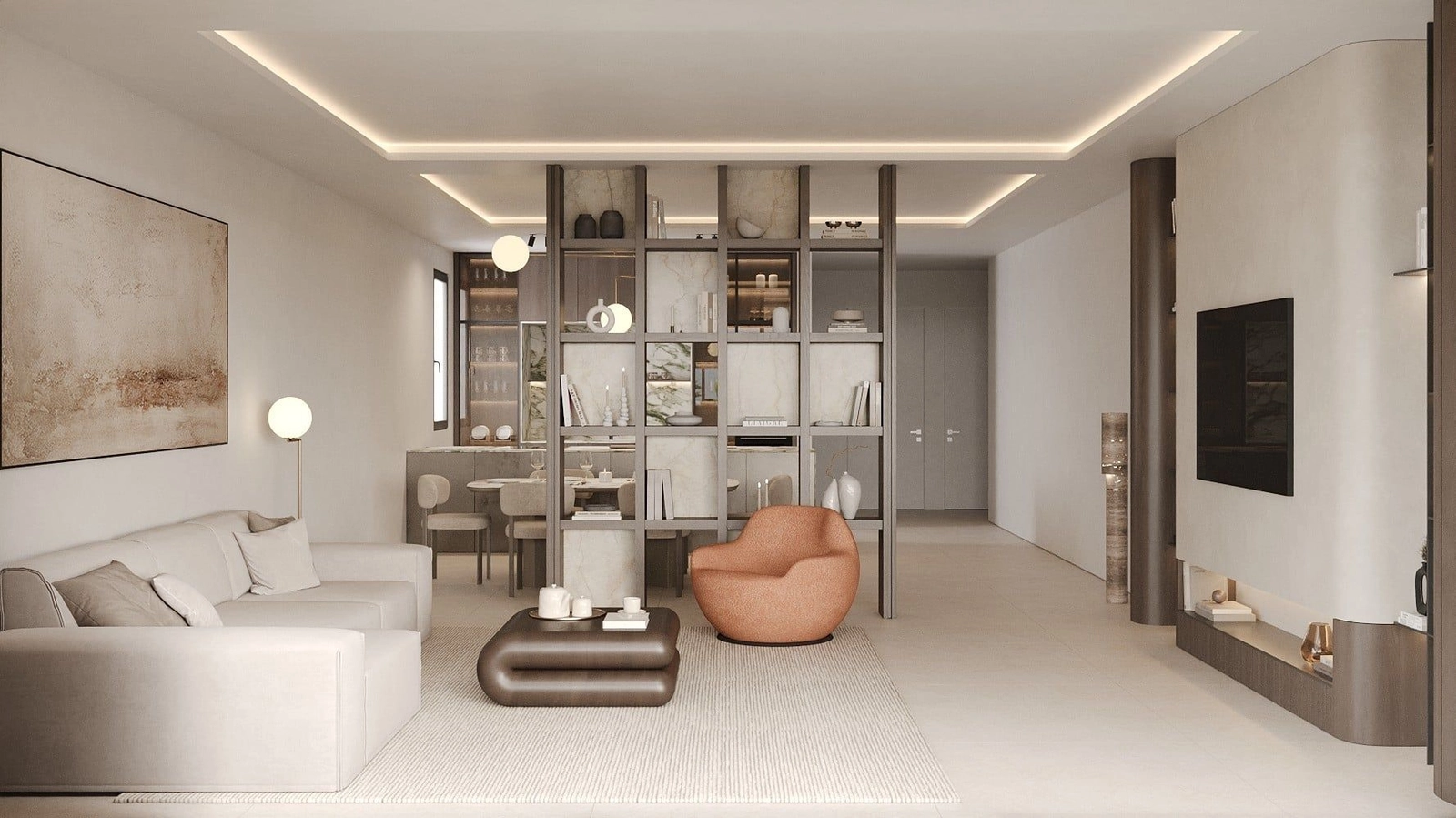 Lichte en verfijnde woonruimtes ontworpen voor comfort en moderne elegantie.