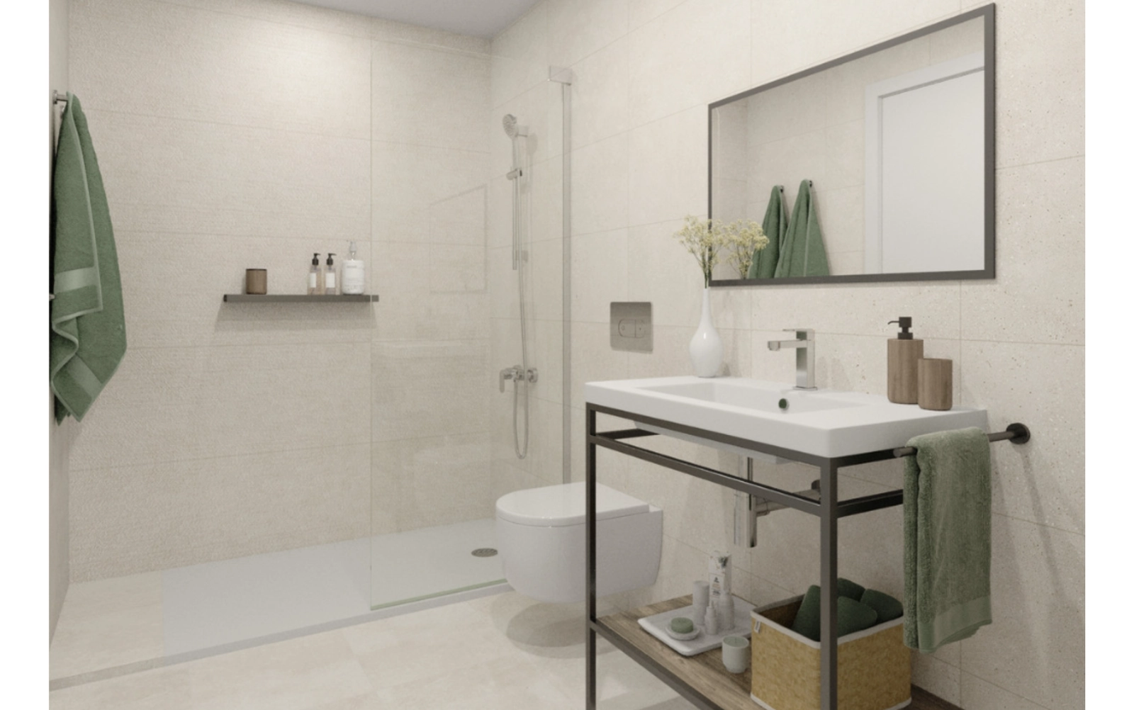 Hedendaags badkamerontwerp met elegante armaturen en strakke lijnen voor een spa-achtige sfeer.