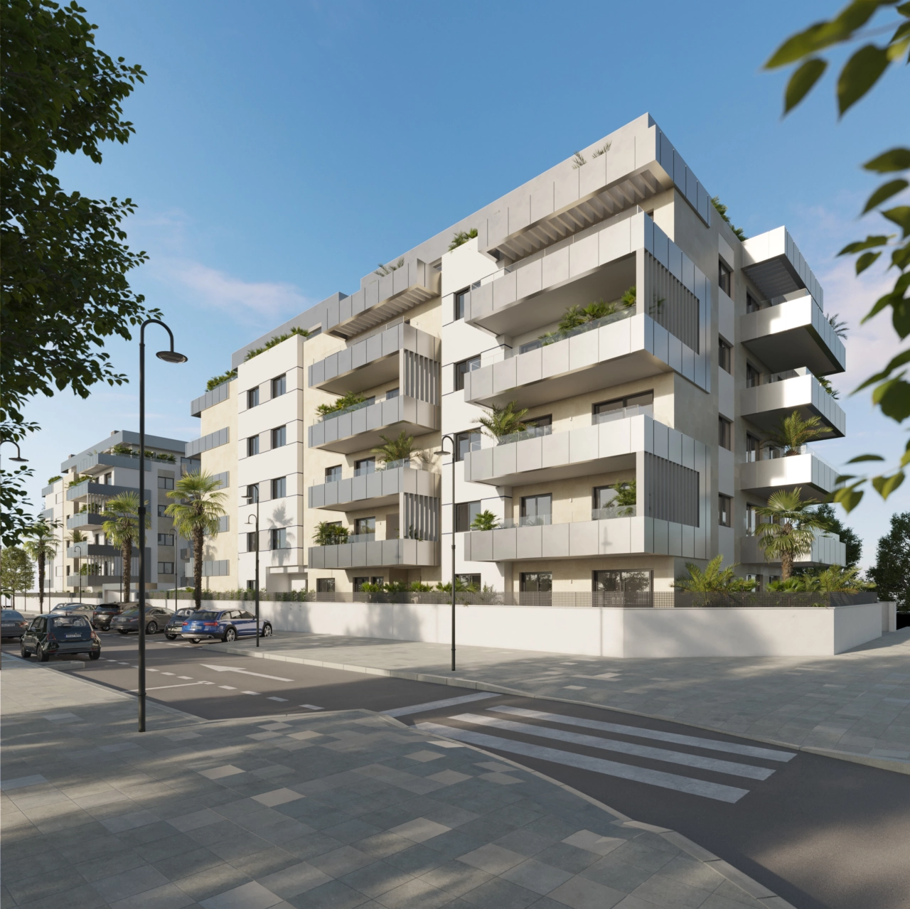 De eigentijdse architectuur van het gebouw combineert elegantie en modern design.