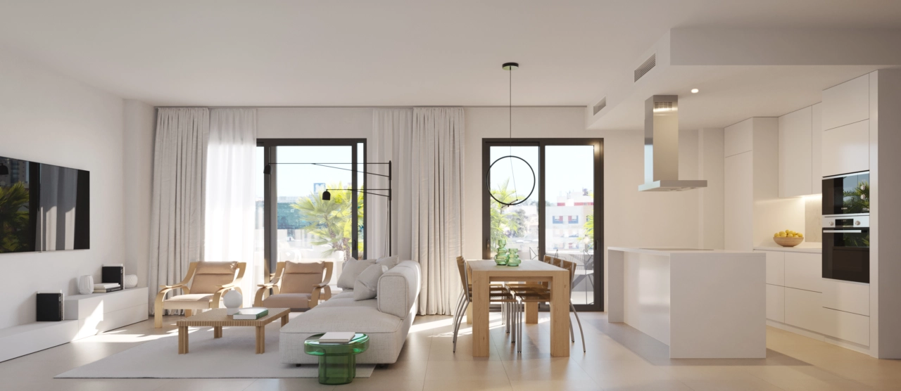 Lichte, open woonruimtes zijn ontworpen voor comfort en modern wonen.