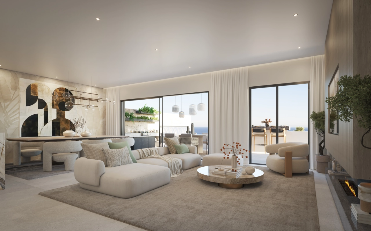 De lichte, open woonruimte sluit naadloos aan op de ruime buitenruimte.