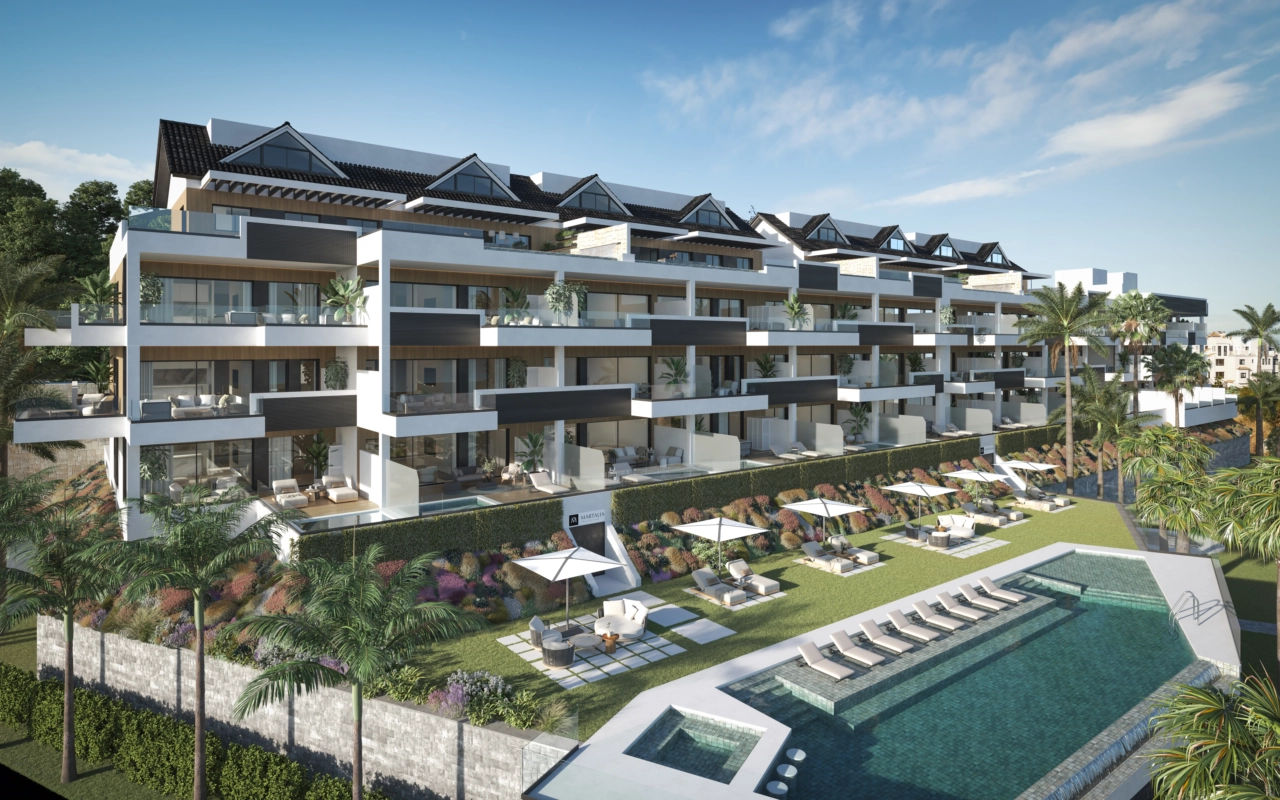 Ontspan bij het prachtige gemeenschappelijke zwembad, omringd door weelderige, aangelegde tuinen.