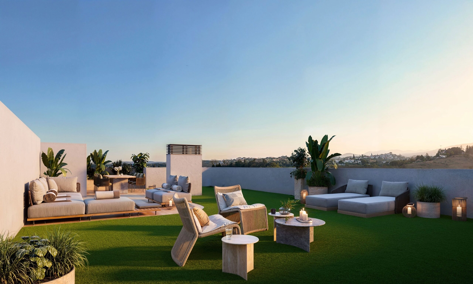 Het penthouse solarium biedt een uitgestrekte privéruimte om te ontspannen en te entertainen onder de zon.