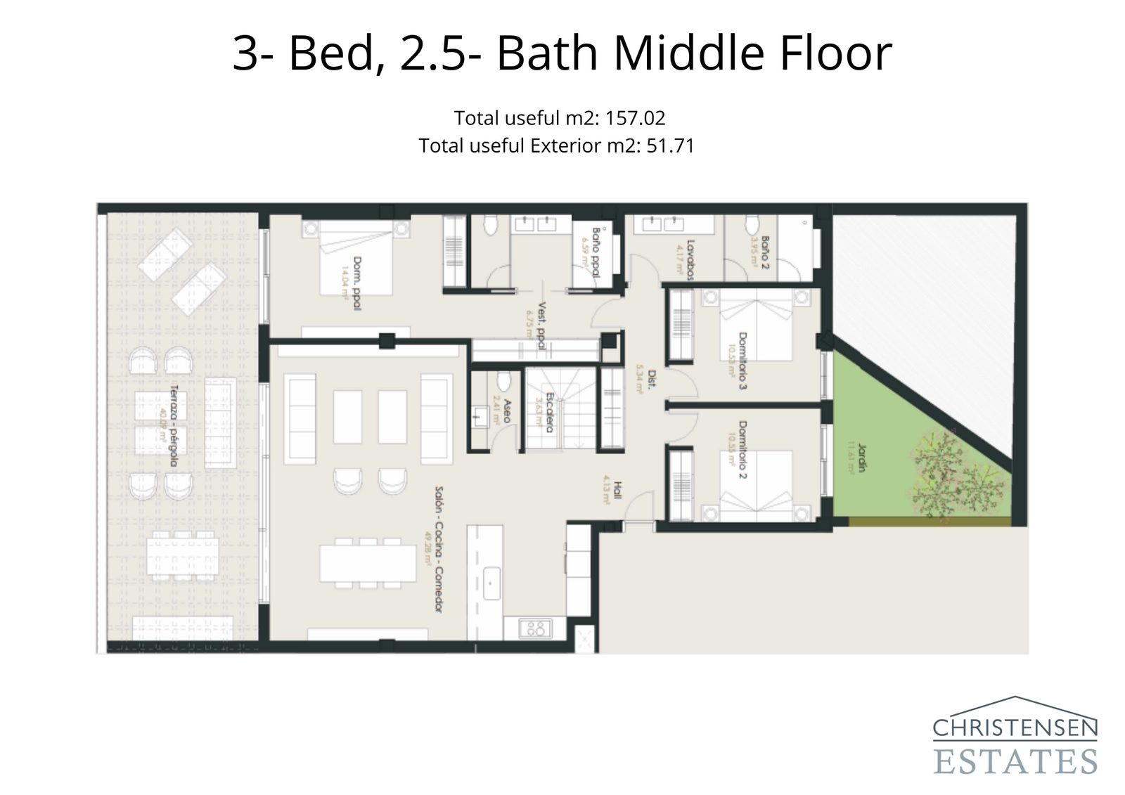 Ruime indeling met drie slaapkamers en een groot, overdekt terras dat de leefruimte naar buiten uitbreidt. Ideaal voor gezinswonen.