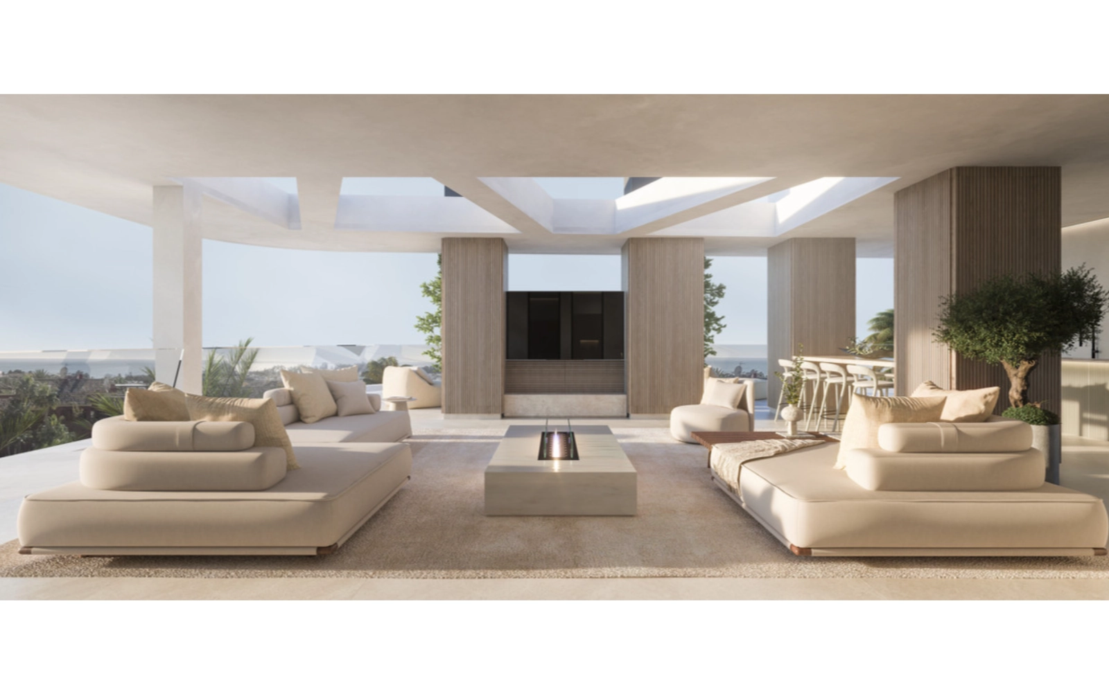 Royale terrassen bieden de perfecte omgeving om te ontspannen of gasten te ontvangen met een adembenemend uitzicht.