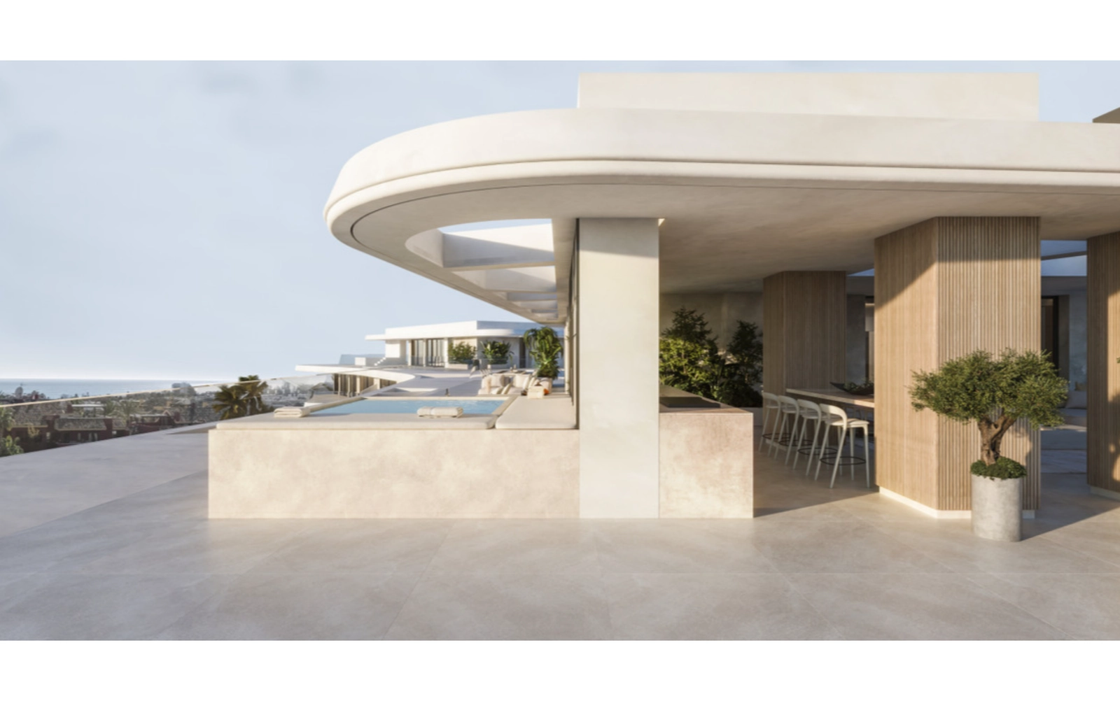 Geselecteerde penthouse-woningen beschikken over een privézwembad op het terras voor ultieme luxe.
