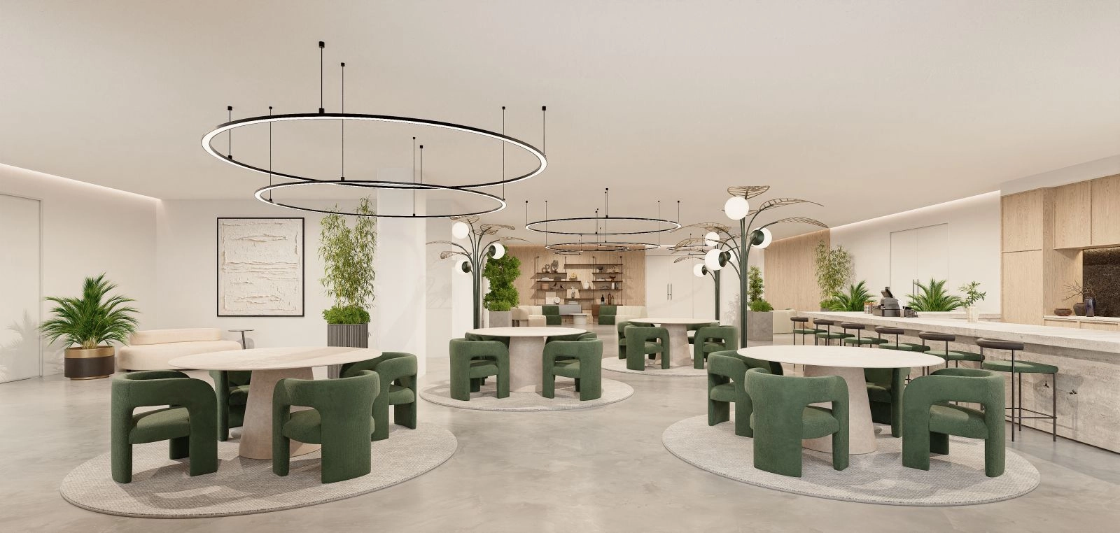 De stijlvolle bewonerslounge, een comfortabele ruimte om te socialiseren of te ontspannen.