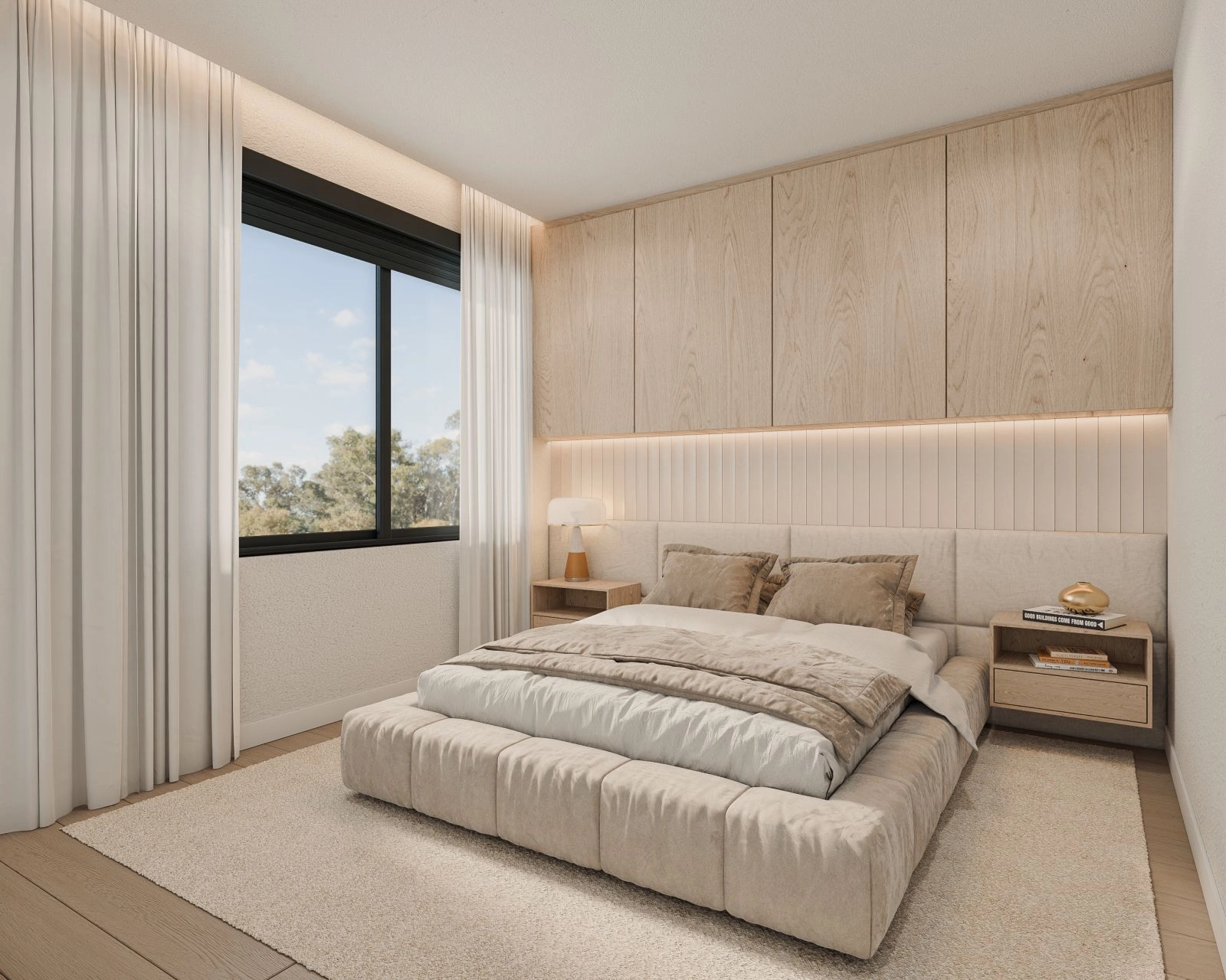 Een gezellige en elegante logeerkamer, ontworpen met comfort en stijl in gedachten.