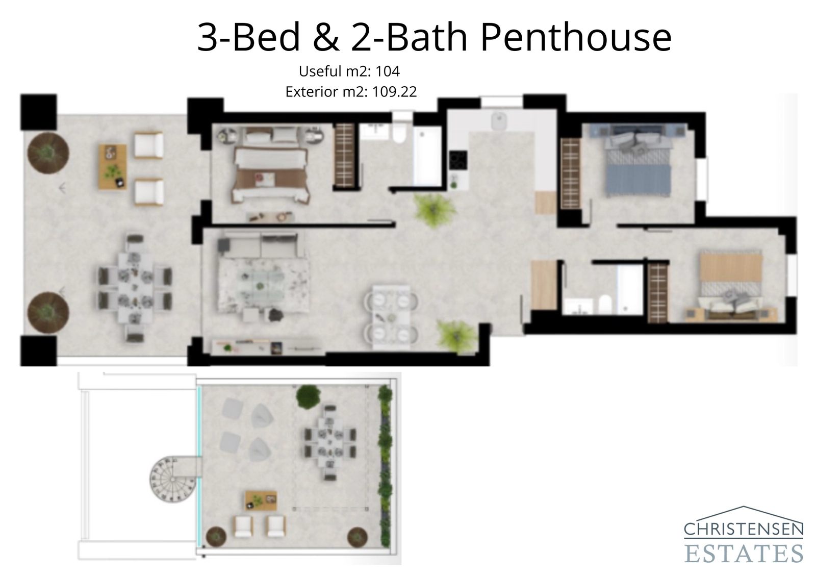 Dit ruime penthouse met drie slaapkamers beschikt over een groot solarium, wat ultieme privacy en een prachtig uitzicht op de Costa del Sol biedt.