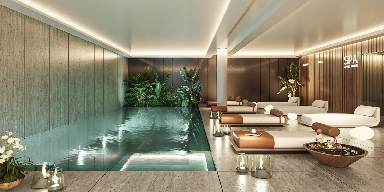 Het uitgestrekte terras biedt een privétoevluchtsoord om te genieten van een panoramisch uitzicht op zee over de Costa del Sol.