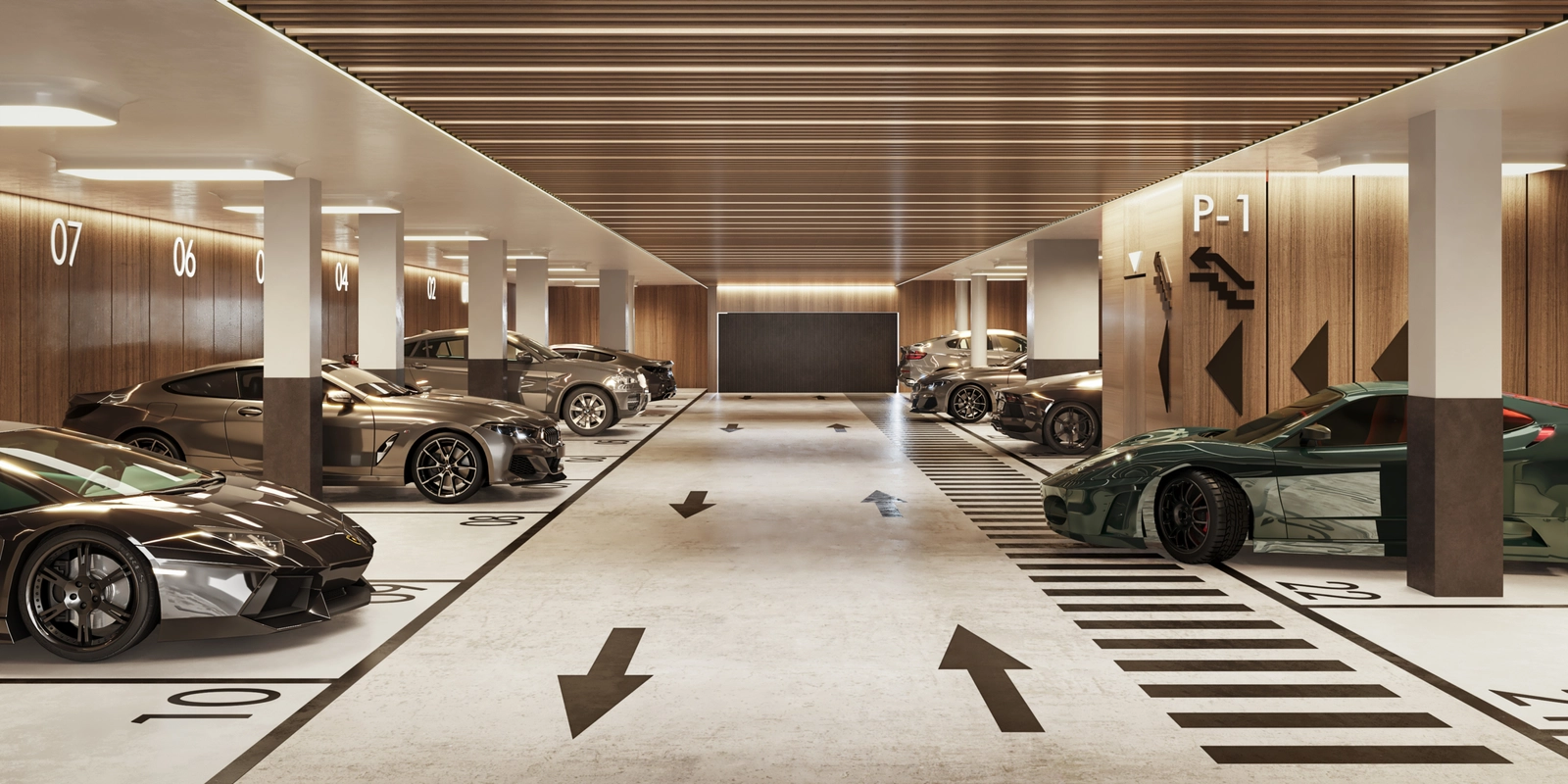 Slaapkamers zijn ontworpen als rustige toevluchtsoorden, met directe toegang tot privéterrassen en tuinen.