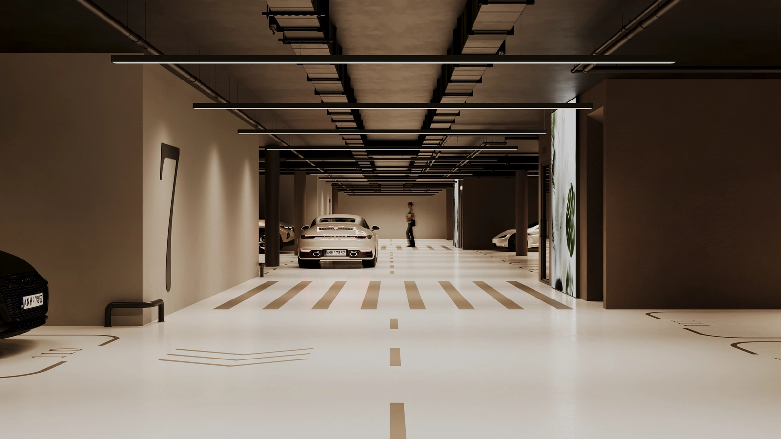 Beveiligde en ruime ondergrondse parkeergarage met directe toegang tot de woningen.