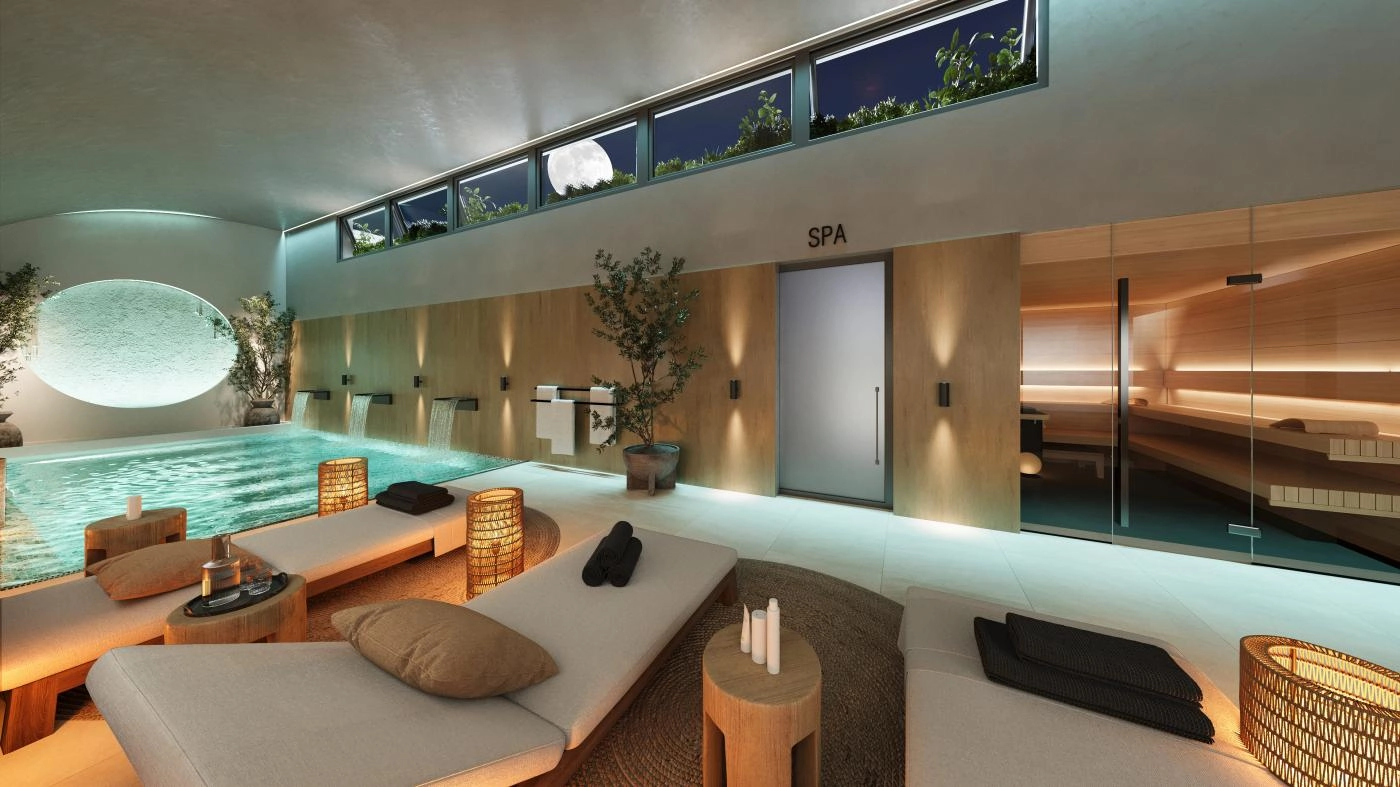 De luxe binnenspa, compleet met een verwarmd zwembad en sauna, biedt het hele jaar door ontspanning en welzijn.