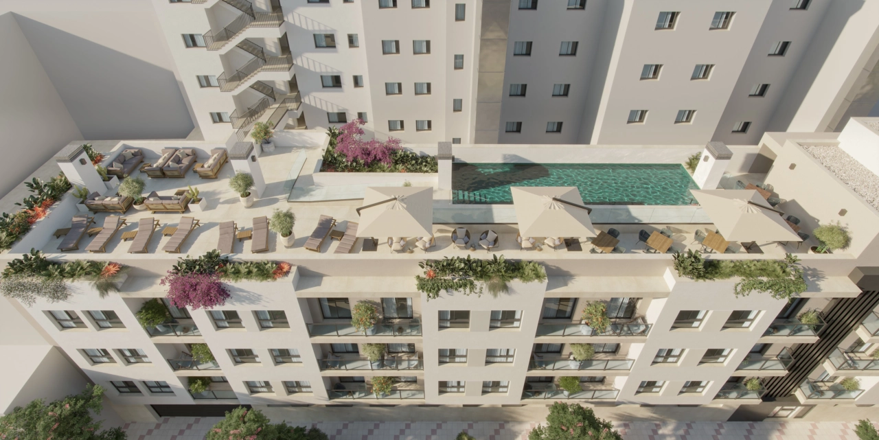 Ontspan of koel af in het exclusieve zwembad op het dak, een perfecte ontsnapping in de stad.