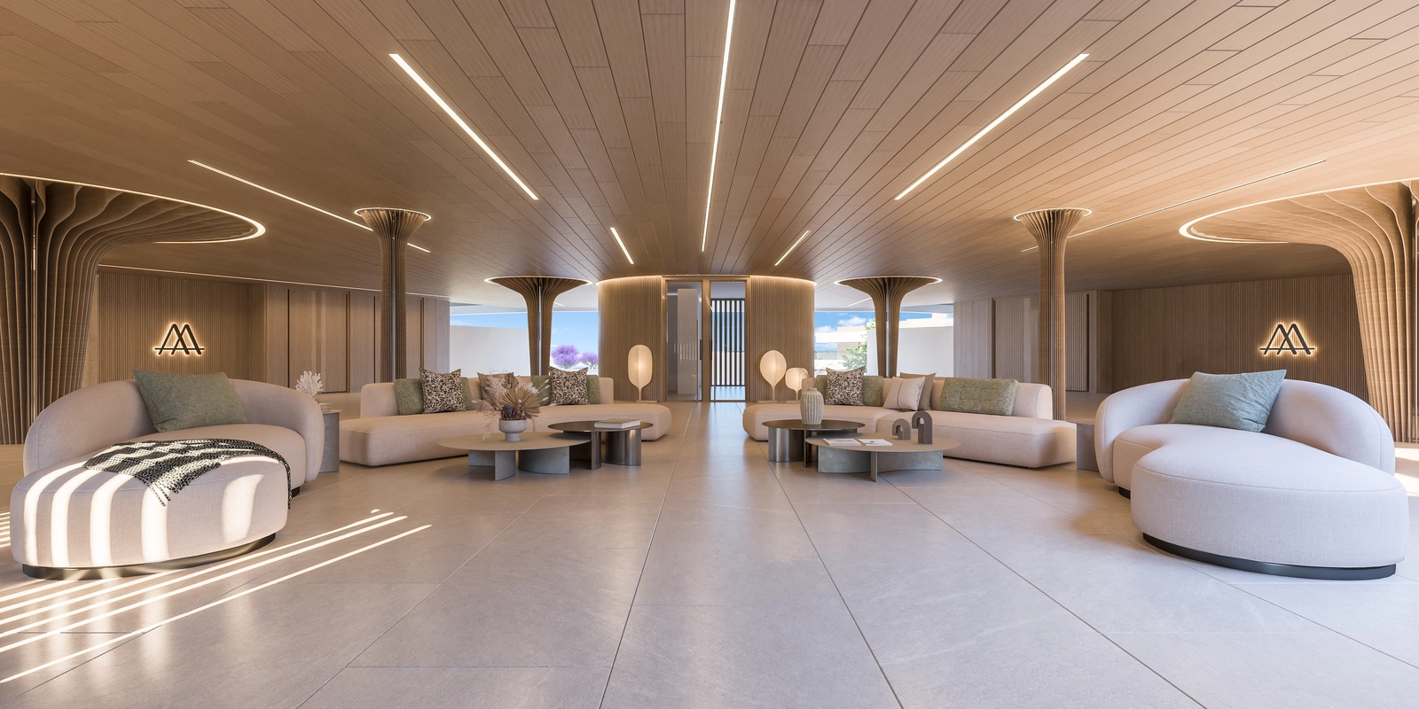 De elegante lounge voor bewoners, een stijlvolle en comfortabele ruimte voor ontspanning of informele bijeenkomsten.