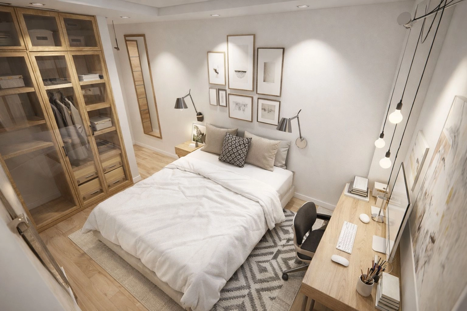 Een veelzijdige tweede slaapkamer, perfect voor gasten of als thuiskantoor.