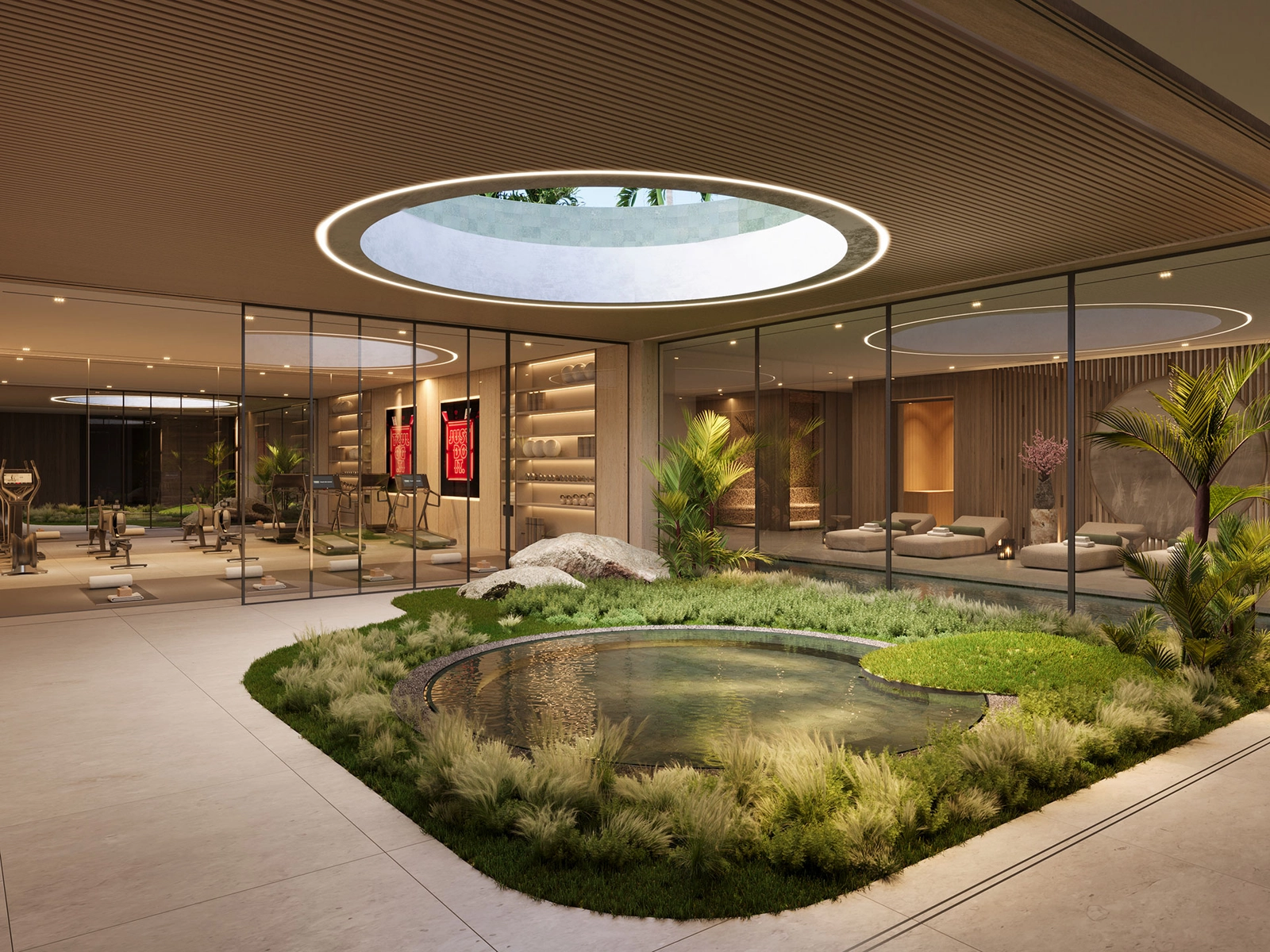 Exclusieve wellnessfaciliteiten omvatten een ultramoderne fitnessruimte en spa.