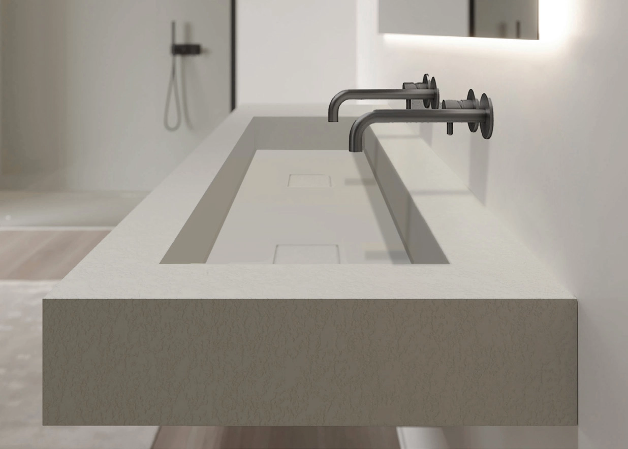 De hoofdbadkamer beschikt over een modern dubbel wastafelmeubel en hoogwaardige afwerkingen.