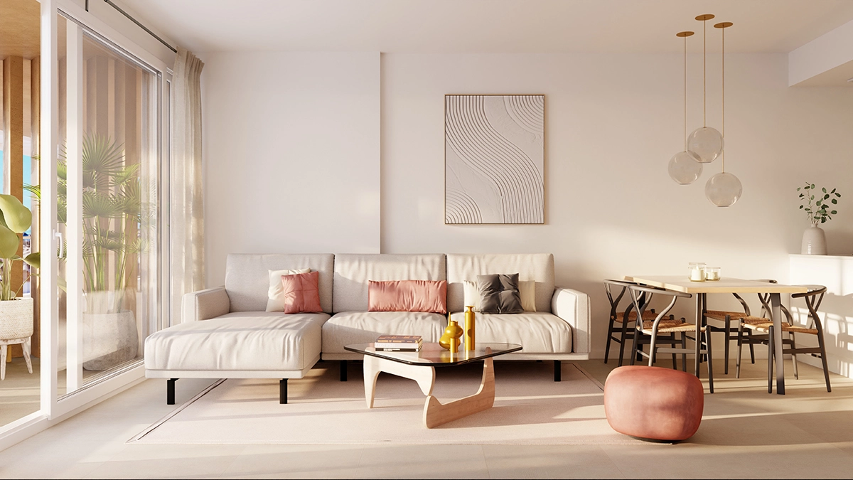 Comfortabele en chique woonruimtes, ontworpen voor ontspanning en het ontvangen van gasten.