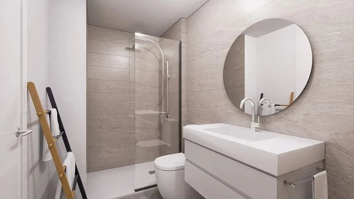 Moderne badkamers zijn afgewerkt met elegante, hoogwaardige materialen.